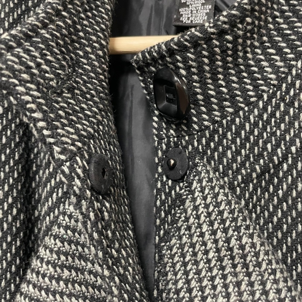 Marina Luna Woman Black White Ruffle Front Wool Blend Jacket Plus Size 2X - Picture 5 of 8